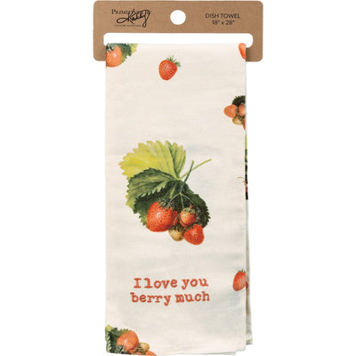 I Love You Berry Much Strawberries Kitchen Towel