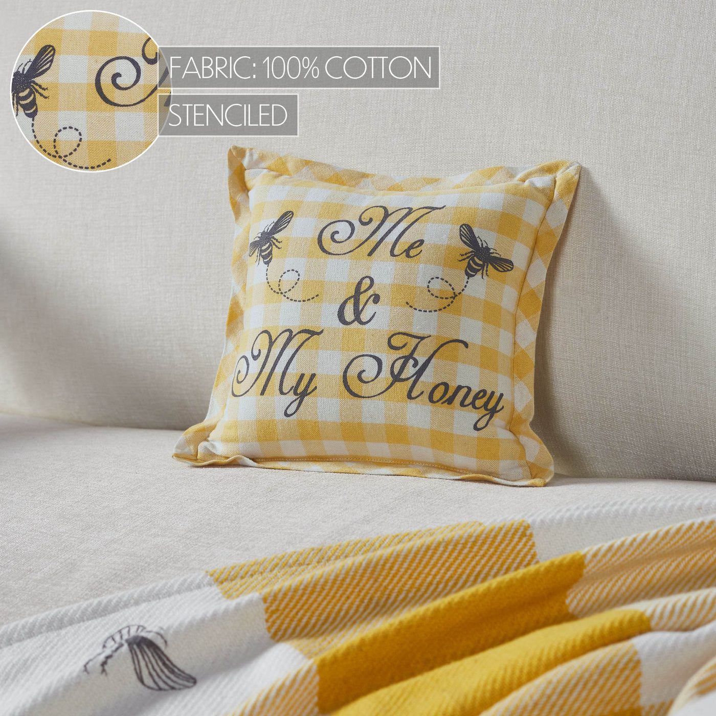 Me & My Honey Buzzy Bees Small 9" Accent Pillow