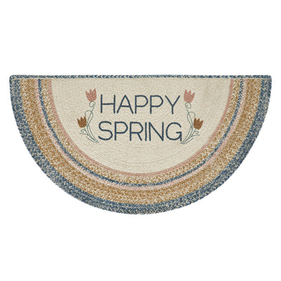 Happy Spring Jute Half Circle Rug 19.5" x 36"