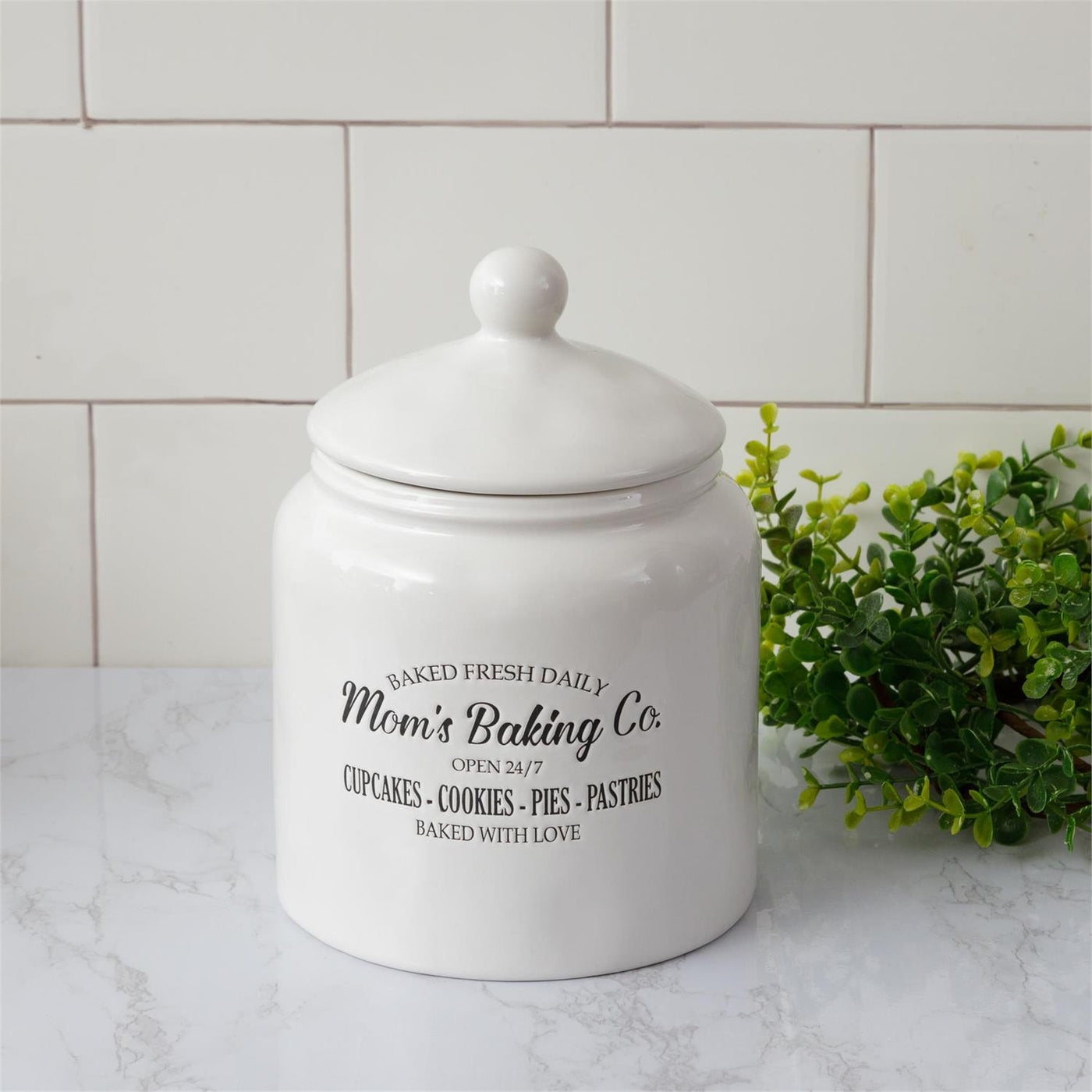 Mom's Baking Co White Cookie Jar