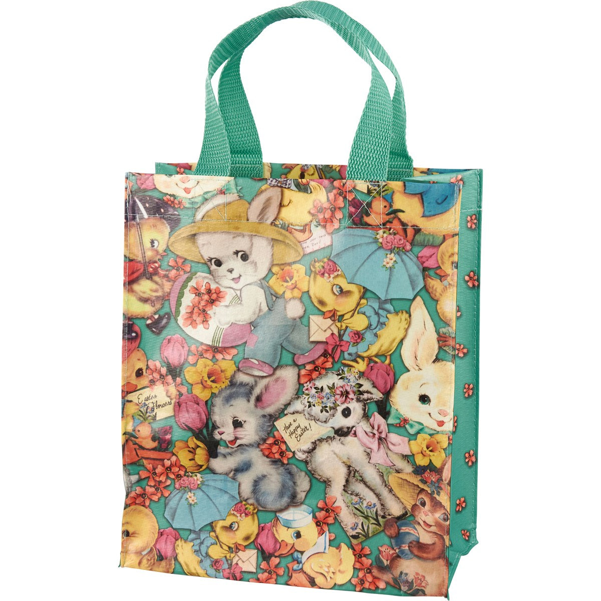 💙 Retro Easter Bunnies Lambs and Chicks Daily Reusable Market Tote