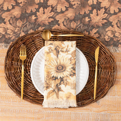 Set of 4 Leaf And Pumpkin Cloth Napkins