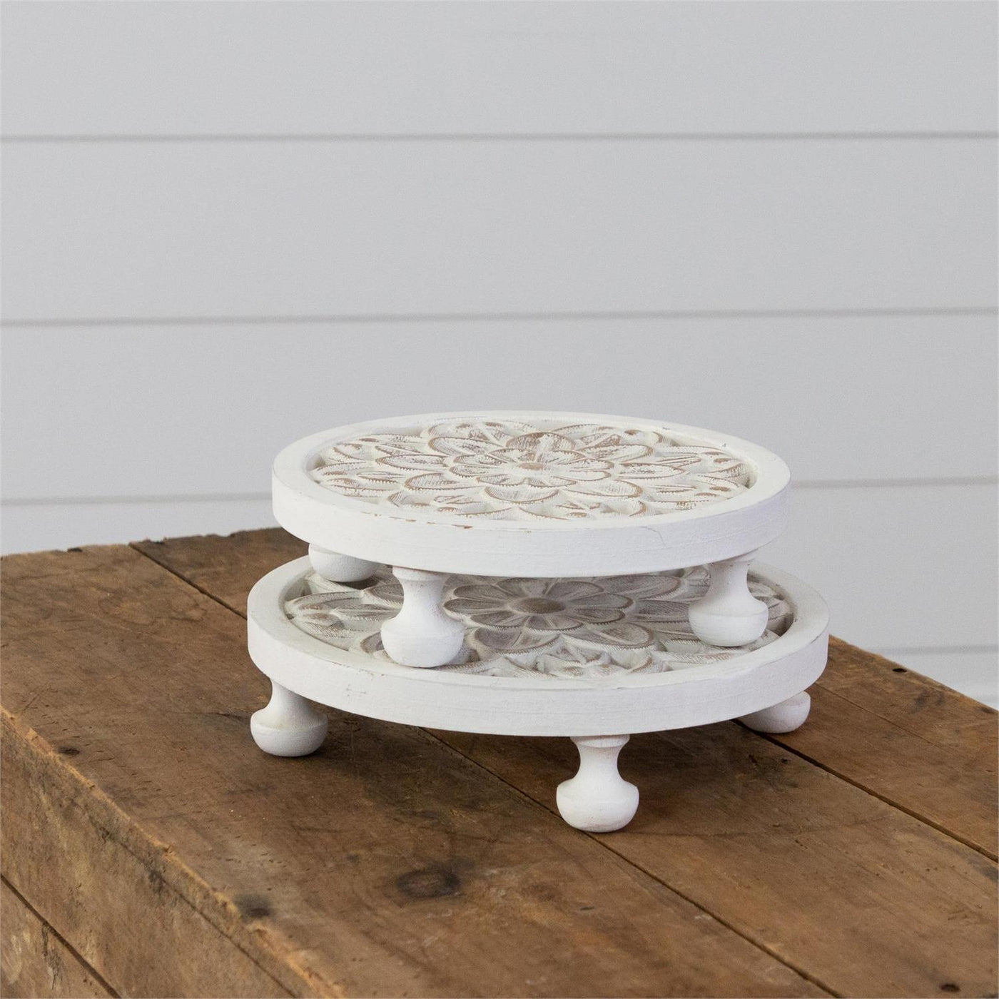 Set of 2 Floral Cut-Out Design Risers