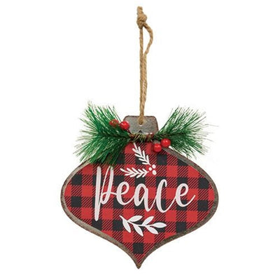 Set of 3 Joy Merry Peace Metal Ornaments