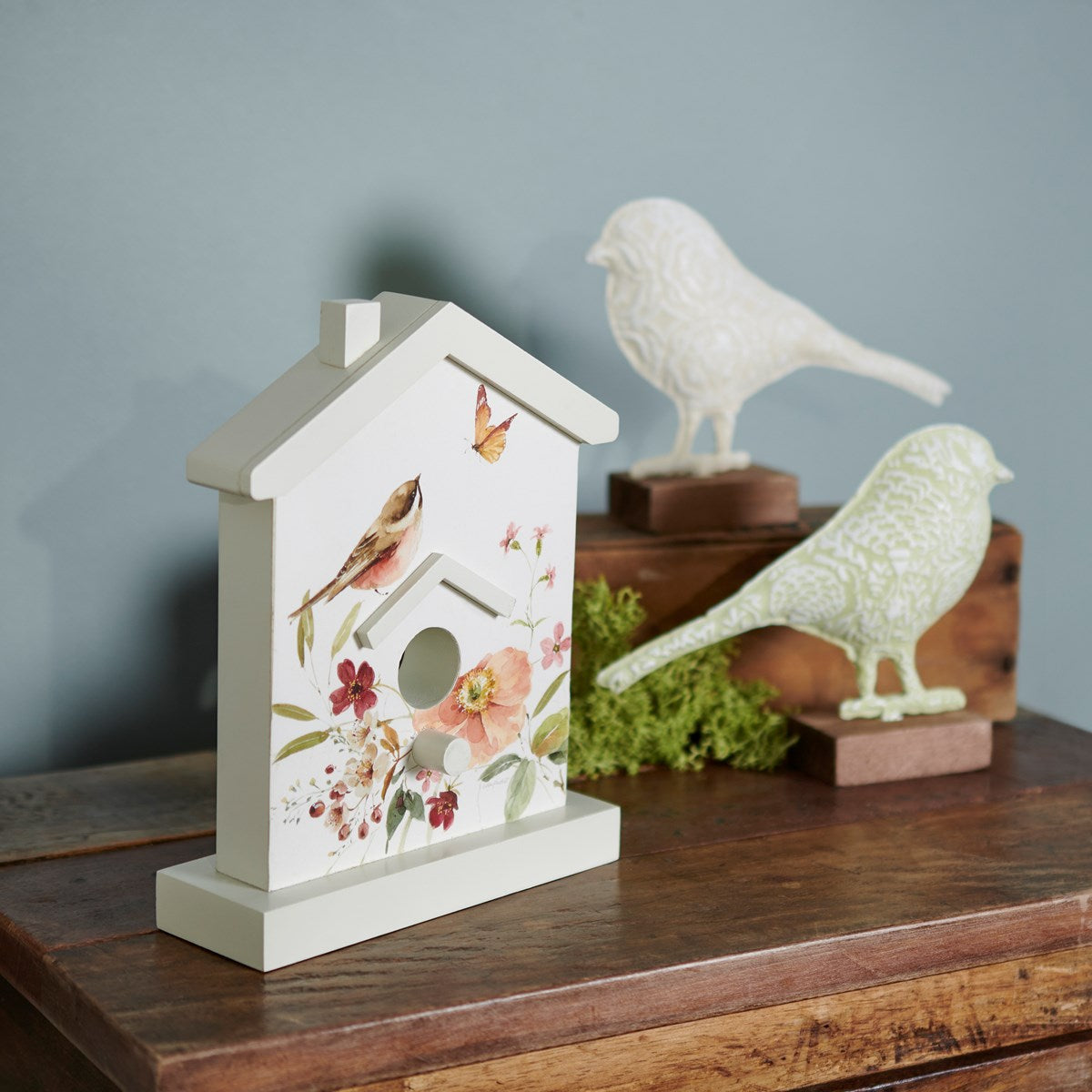 Chickadee Bird House Decorative Sitter