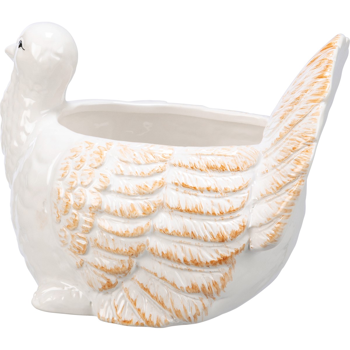 Turkey Shaped White Glazed Ceramic Planter