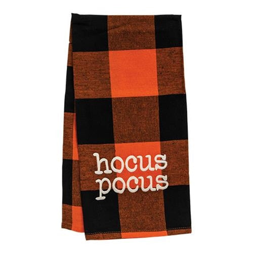 Hocus Pocus Orange & Black Buffalo Check Dish Towel