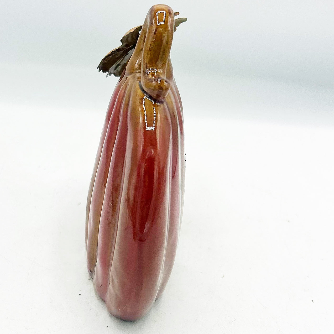 💙 Burnt Orange Pumpkin with Metal Leaf 5.25" H