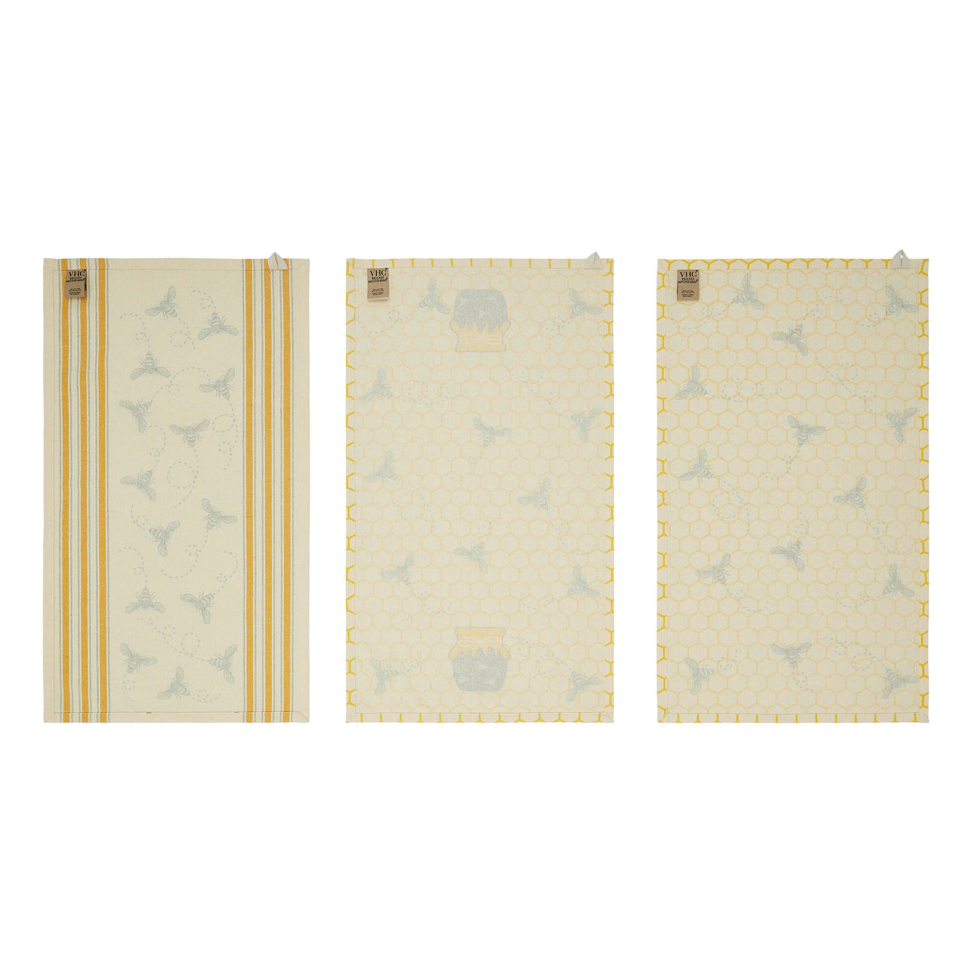 Set of 3 Buzzy Bees Honeypot Tea Towels