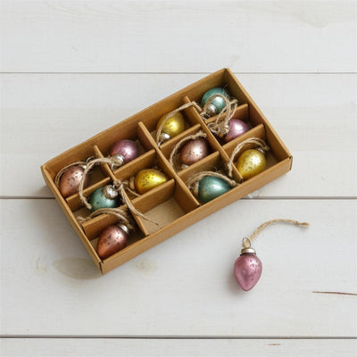 💙 Set of 12 Small Glass Egg Ornaments