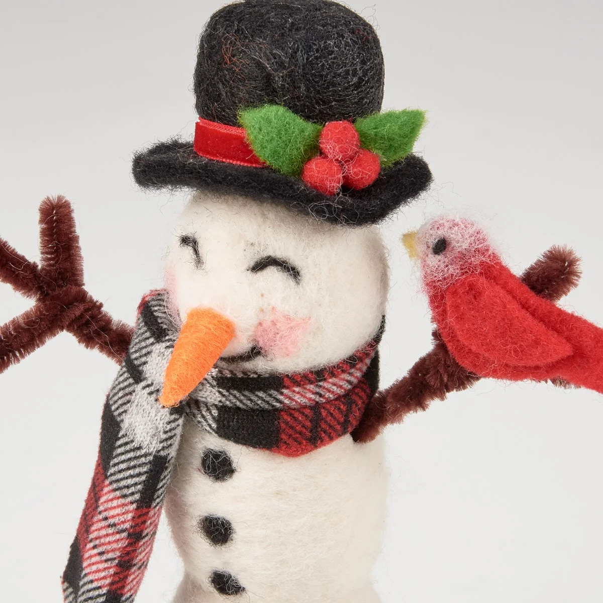 Snowman & Cardinal 7.75" Felt Figure