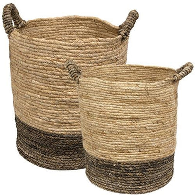 Set of 2 Corn Husk Rustic Baskets