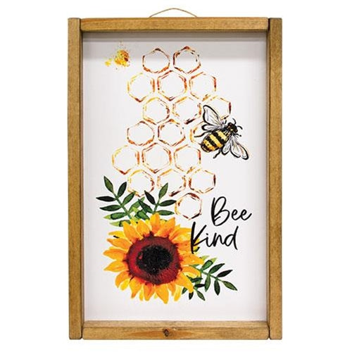 Bee Kind Sunflower 18" Framed Sentiment Sign