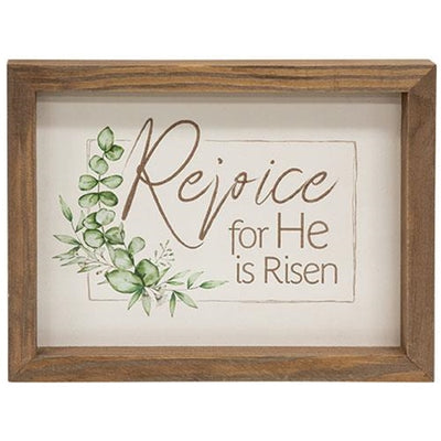 💙 Rejoice for He Is Risen 6.5" Easter Framed Sign