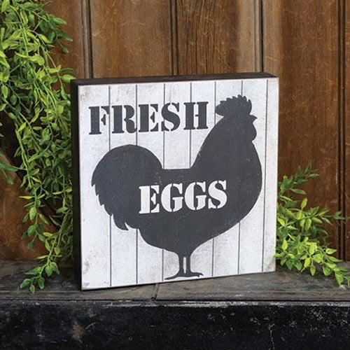 Fresh Eggs Chicken Silhouette 8" Box Sign