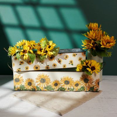 Sunflowers Rectangle Metal Bin Set