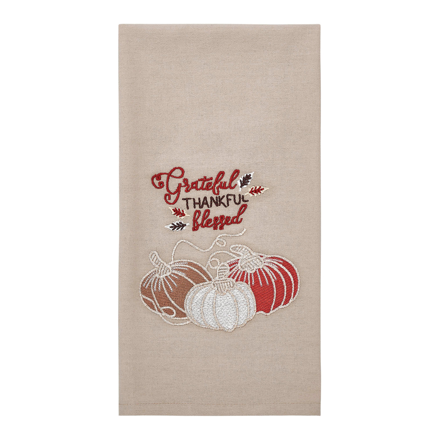 Grateful Thankful Blessed Pumpkins Tea Towel