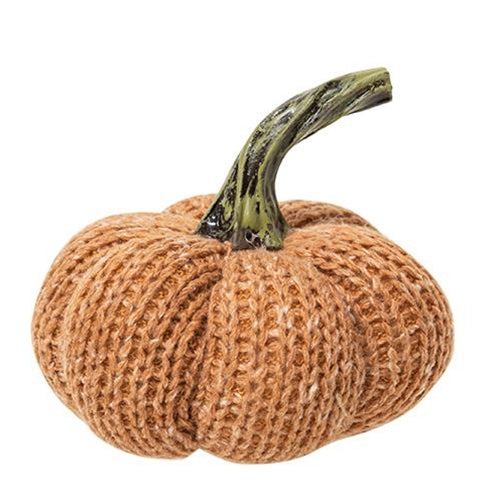 💙 Fall Burnt Orange Knit Pumpkin Small 3.5" H