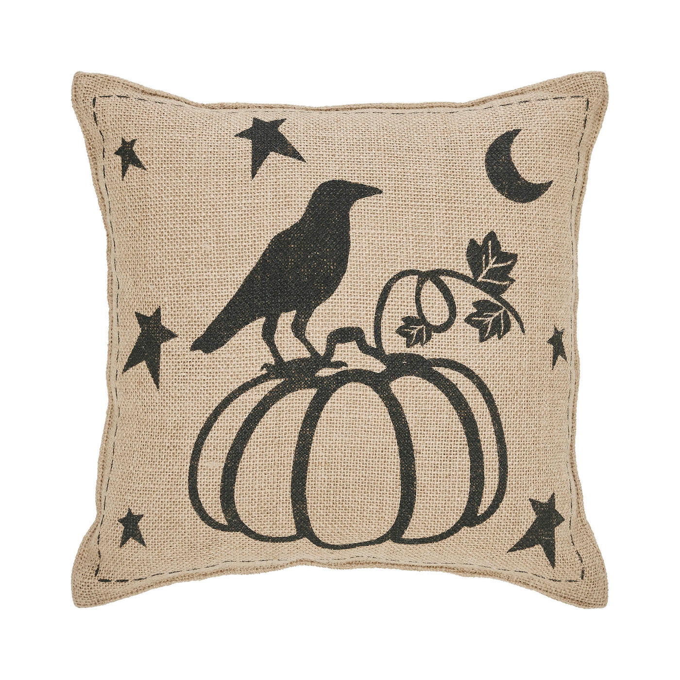 💙 Raven Harvest Burlap Jute 12" Fall Pillow