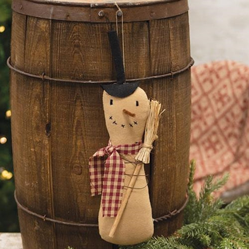 Primitive Snowman with Check Scarf Hanger