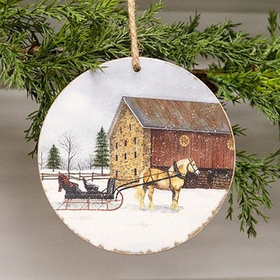 Dashing Through the Snow Billy Jacobs Round Ornament