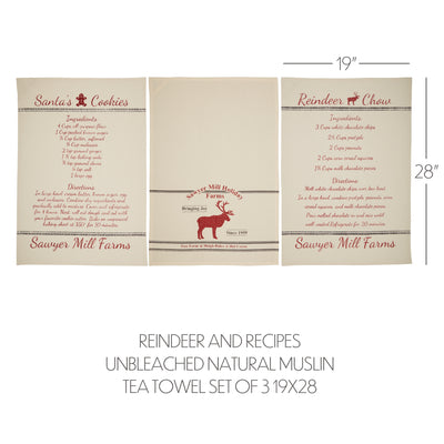 Holiday Reindeer And Recipes Muslin Tea Towel Set