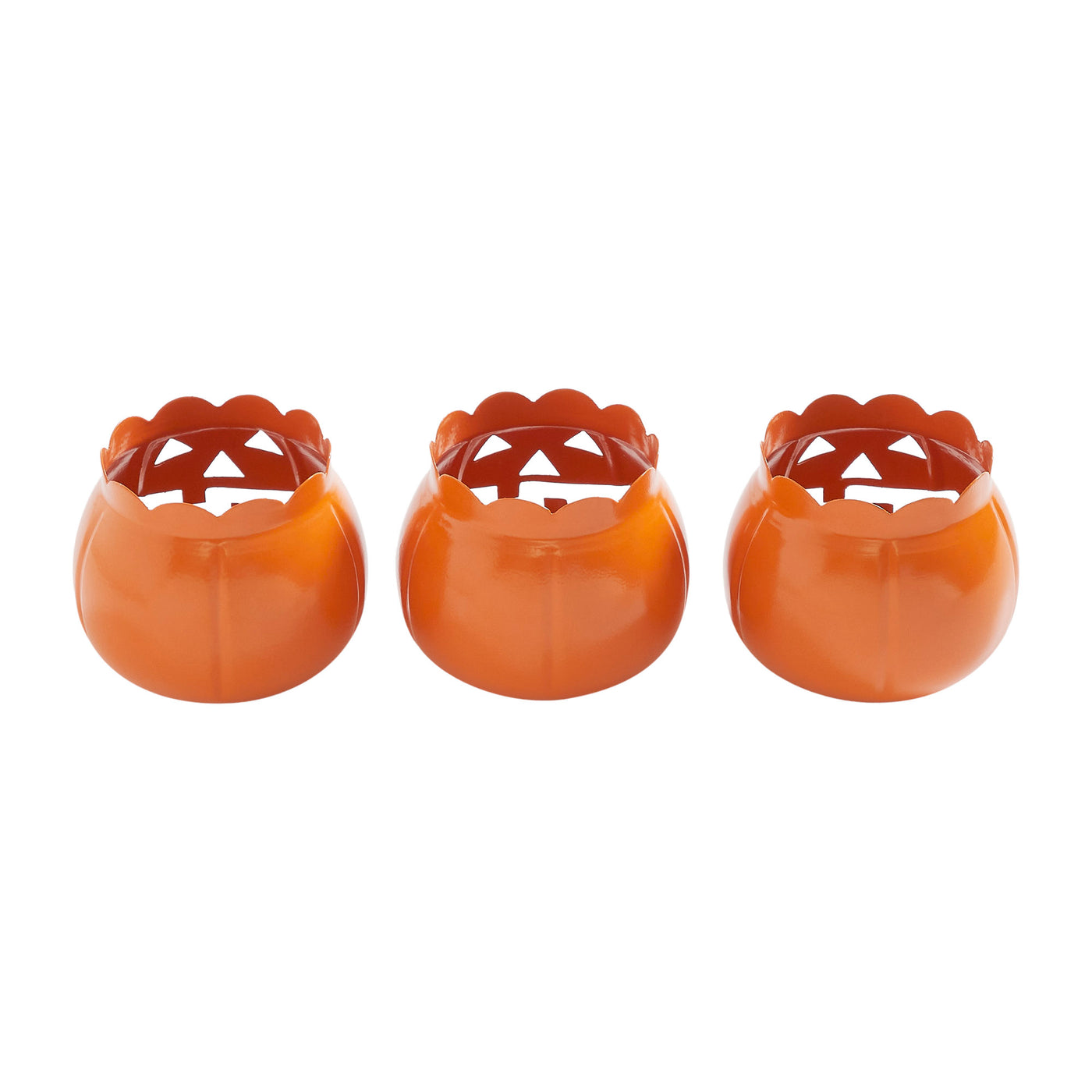 Jack-O-Lantern Pumpkin Votive & Tealight Candle Holders Set of 3