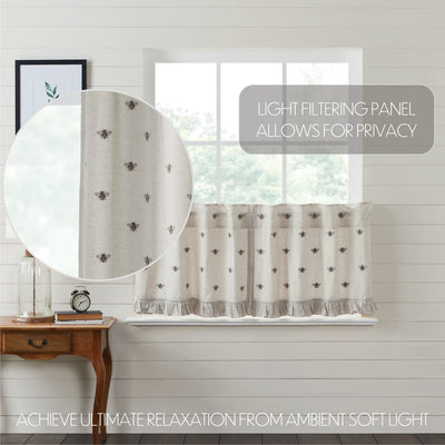 Embroidered Bee Tier Bistro Curtains Set of 2 24" x 36"