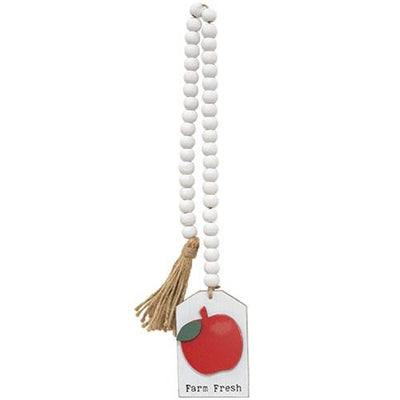 Farm Fresh Apple Tag White Beaded Garland