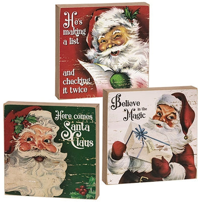Set of 3 Believe in the Magic Retro Santa Box Signs