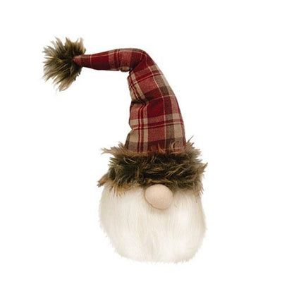 Red and Tan Plaid Santa Gnome 14" H