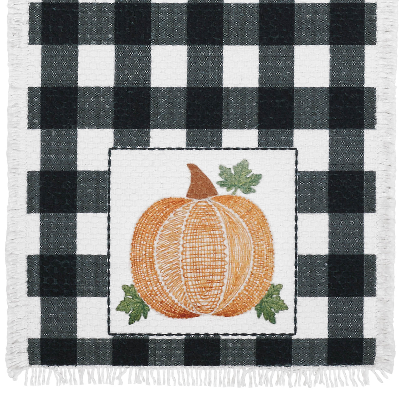 Annie Black Check Pumpkin 60" Table Runner