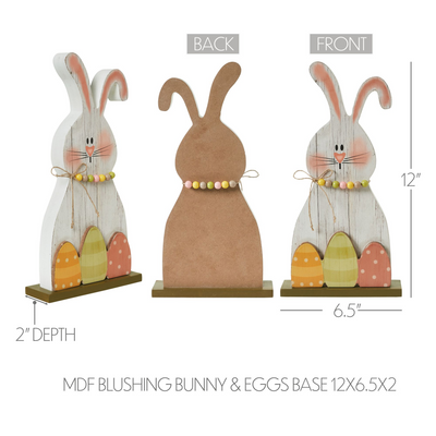 Bunny Hop with Eggs 12" Wooden Sitter