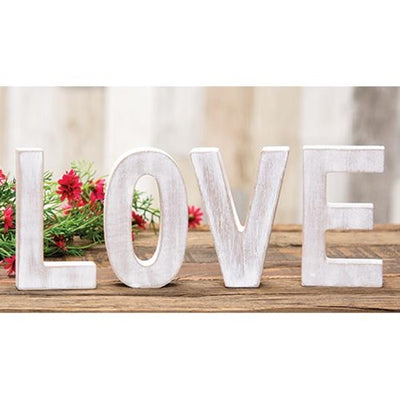 LOVE Rustic White Letters Set of Four 4.75" H