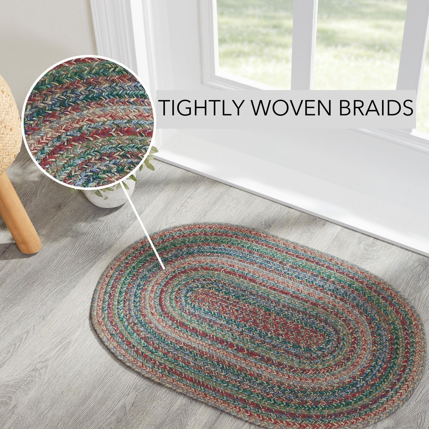 Multi Colored Jute 30" Oval Rug