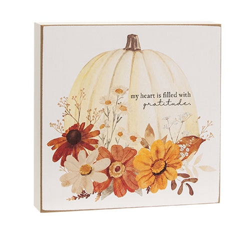 Set of 2 A Thankful Heart Fall Floral Box Signs