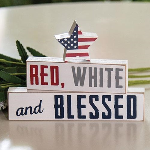 Set of 3 Red, White and Blessed Mini Blocks