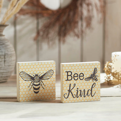 Set of 2 Buzzy Bees Bee Kind 5" Block Signs
