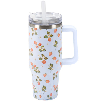 Strawberry Blossoms 40 oz Insulated Travel Mug