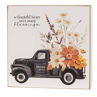 Set of 2 A Thankful Heart Fall Floral Box Signs