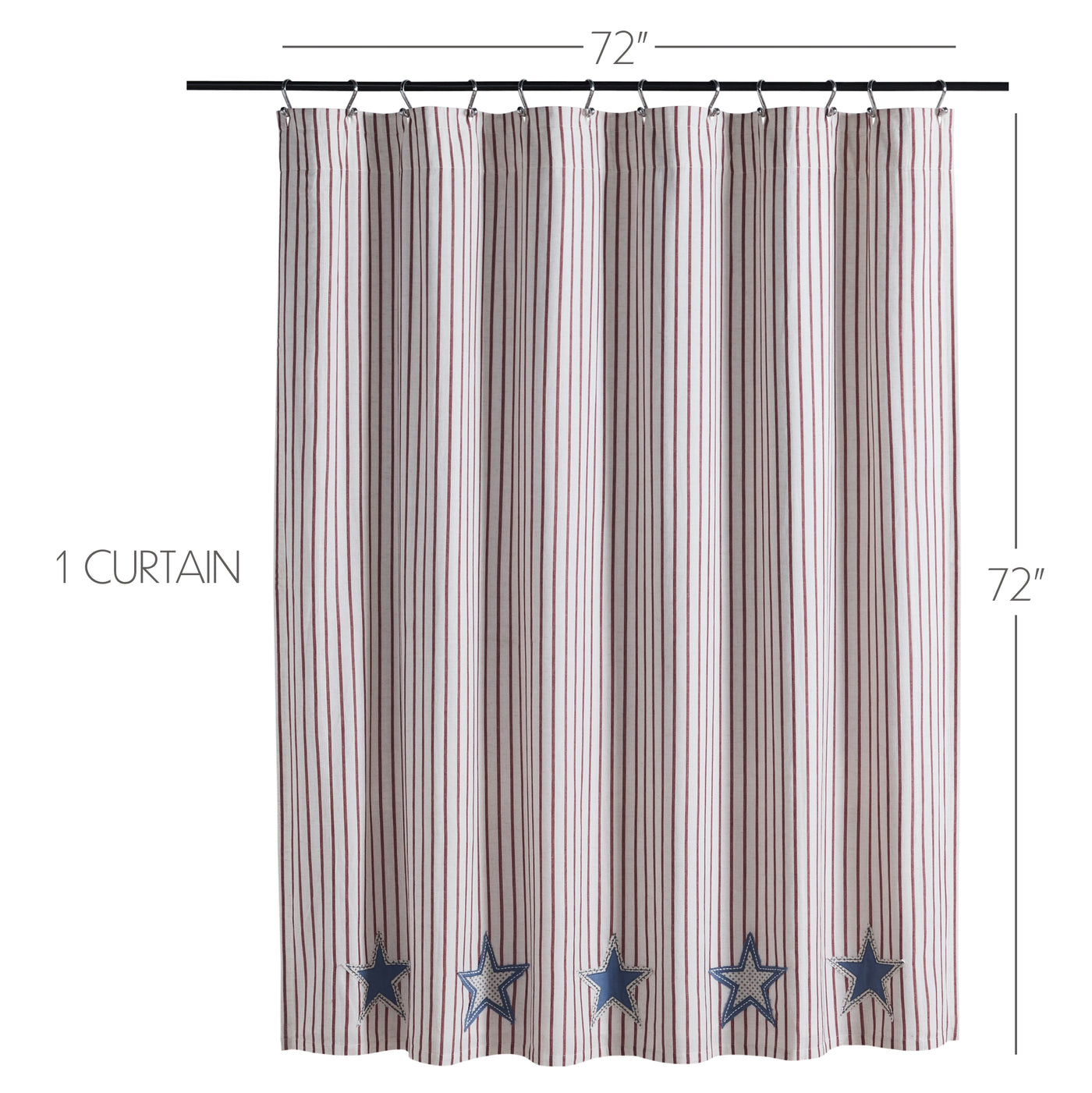 Celebration Applique Star Shower Curtain 72"