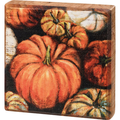 💙 Fall Pumpkins 4" Small Block Sign