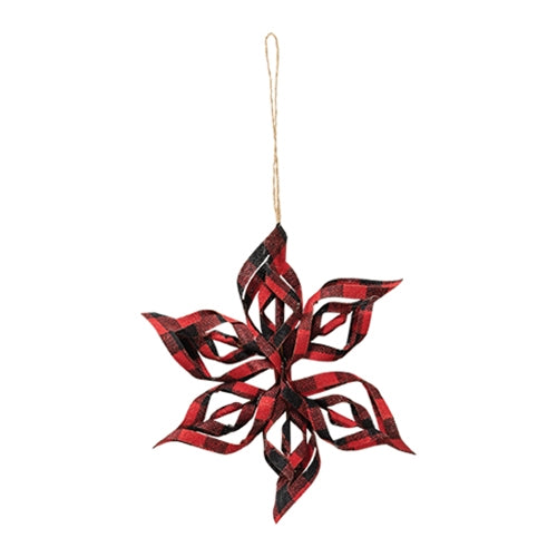 Red Plaid Snowflake Ornament