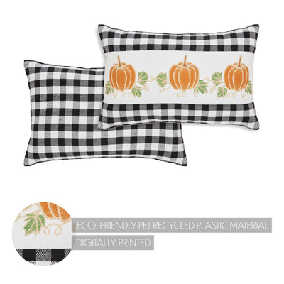 Annie Black Check Pumpkin Patch 22" Fall Pillow