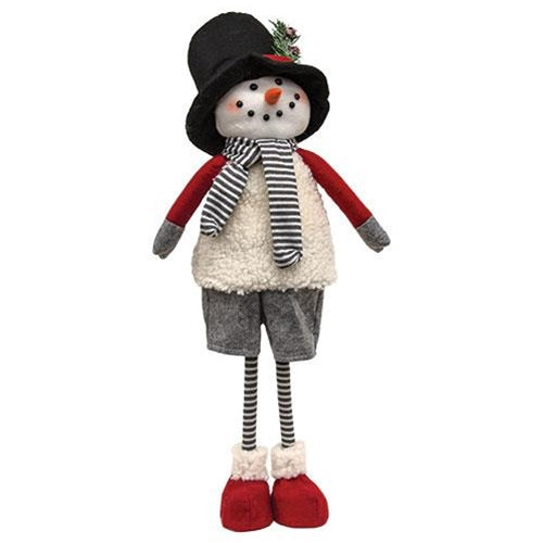 Standing Snowman Black Hat Stripe Scarf 26" Figure