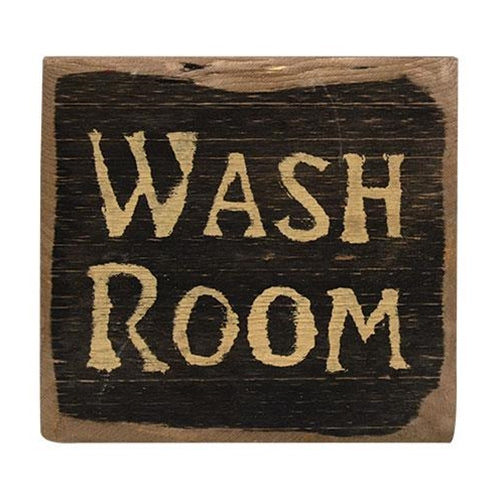 Wash Room Distressed Barnwood Sign 7.5" H
