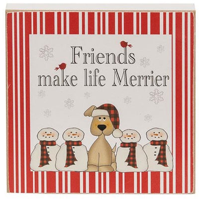 💙 Set of 3 Christmas Dog Sentiments 4" Square Block Signs