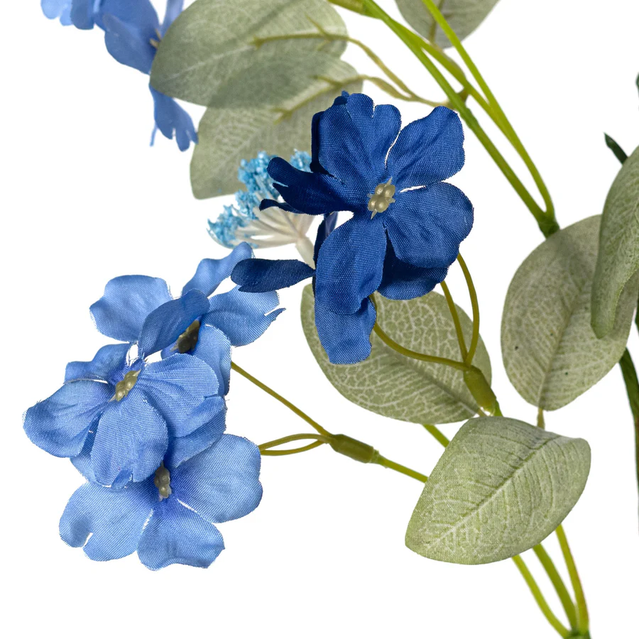 Blue Plum Blossom 25" Faux Floral Spray