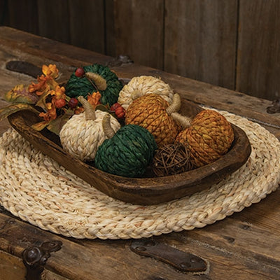 Set of 6 Braided Jute 3" Rustic Pumpkins