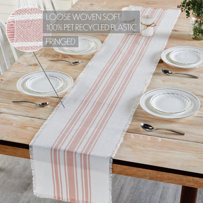 Antique White Stripe Coral Indoor/Outdoor 72" Table Runner